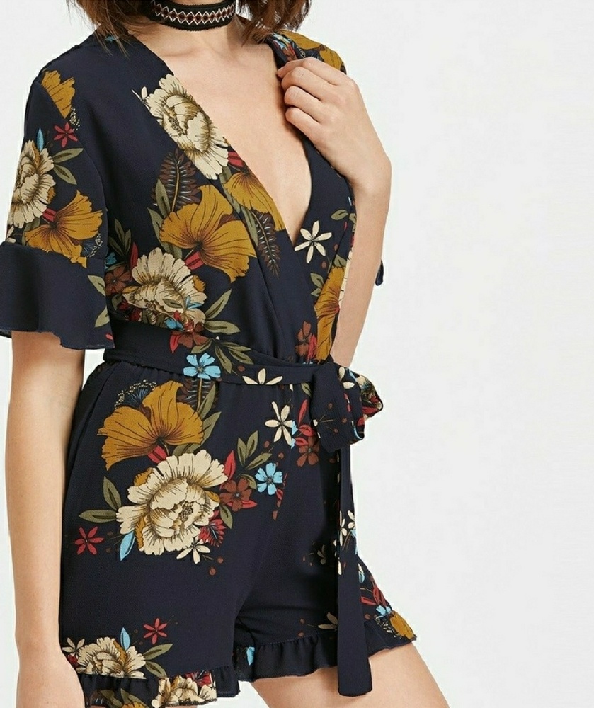 Floral Self Tie Romper